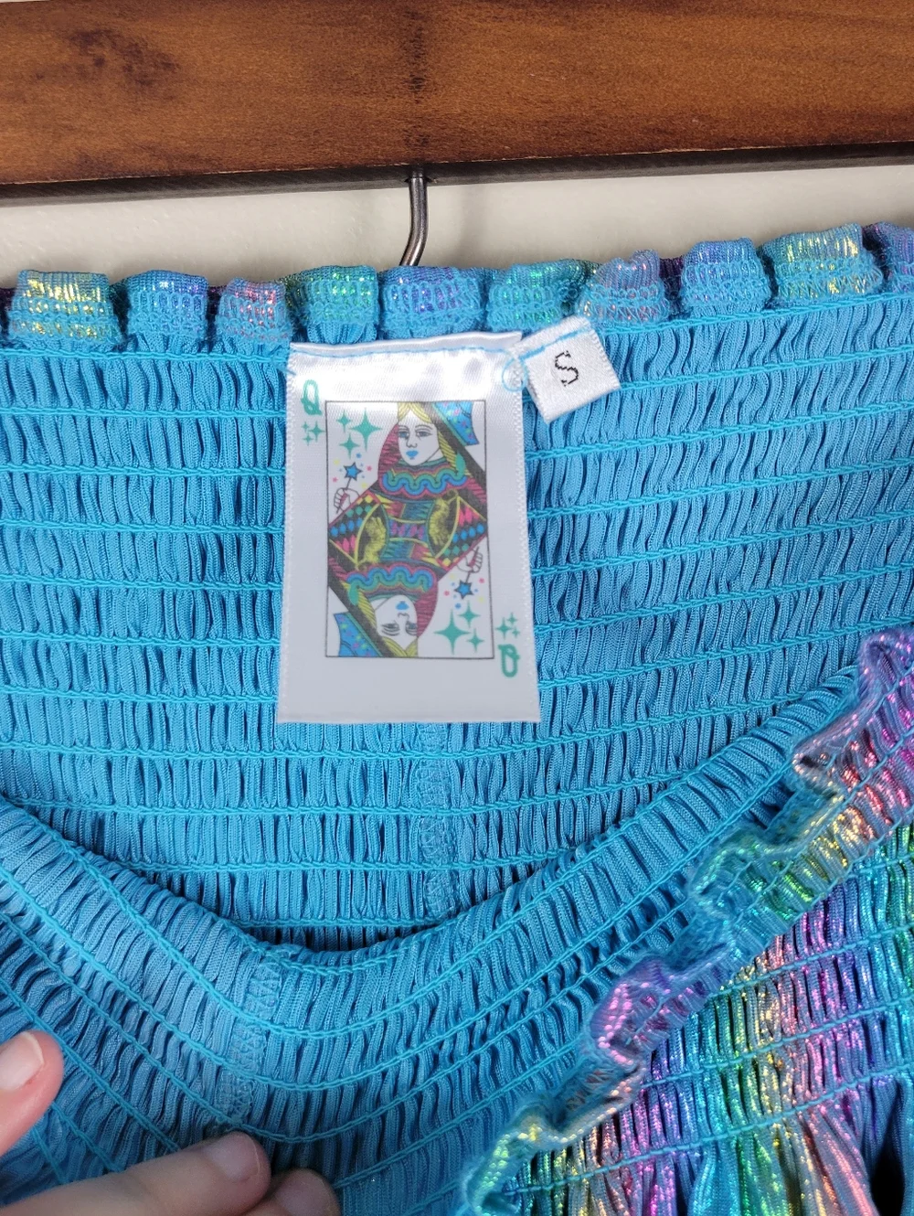 Queen Of Sparkles Rainbow Blue Iridescent Swing Shorts